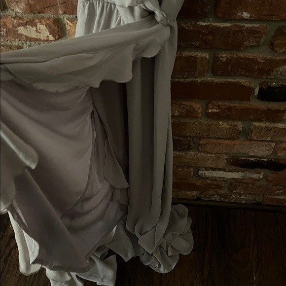 Show Me Your MuMu Light Gray Asymmetrical Dress Flowy Ankle Length Dress Size M - Picture 6 of 9